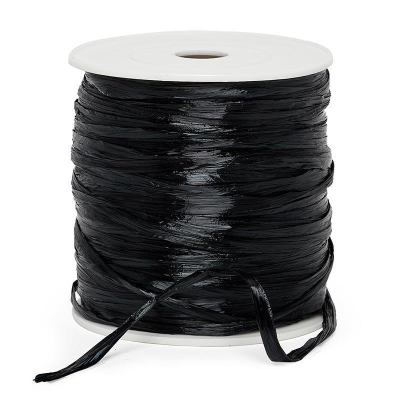 Colored Pearlized Raffia Ribbon 1/4 '' X 100 yd Black Color 1 / roll