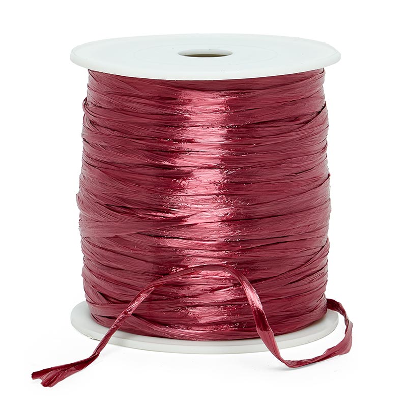 Colored Pearlized Raffia Ribbon 1/4 '' X 100 yd Burgundy Color 1 / roll