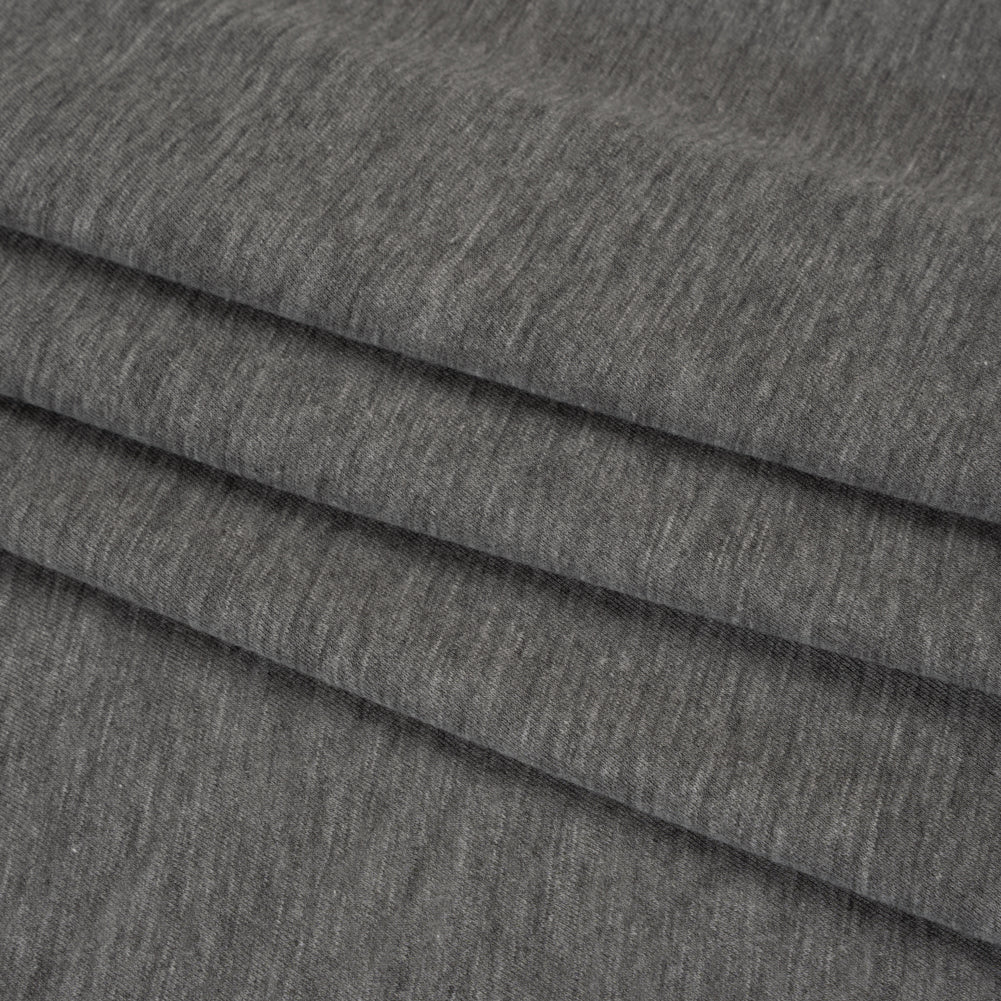 Lightweight Polyester and Cotton Jersey - Heathered Dark Gray - Deadstock