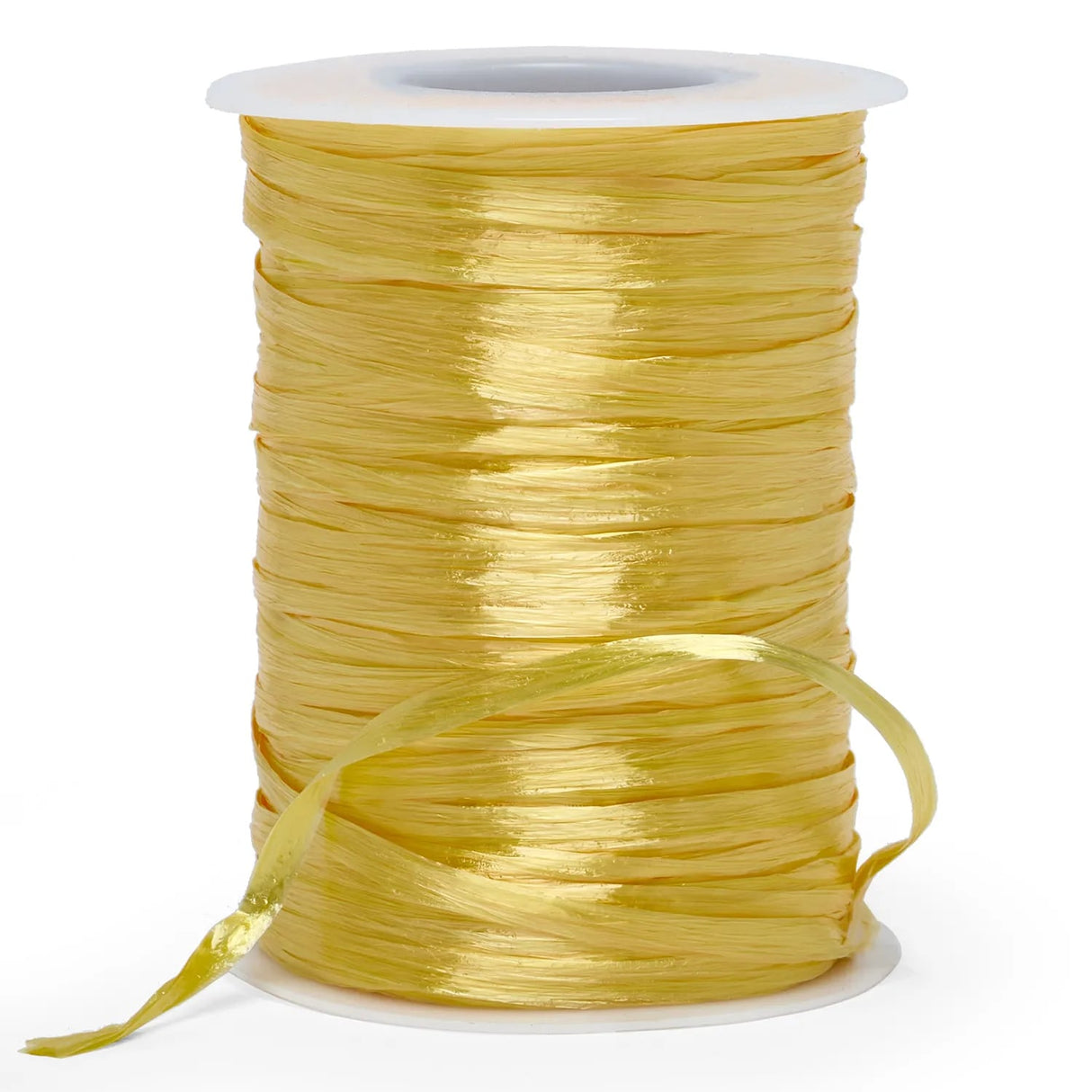 Colored Pearlized Raffia Ribbon 1/4 '' X 100 yd Yellow Color 1 / roll