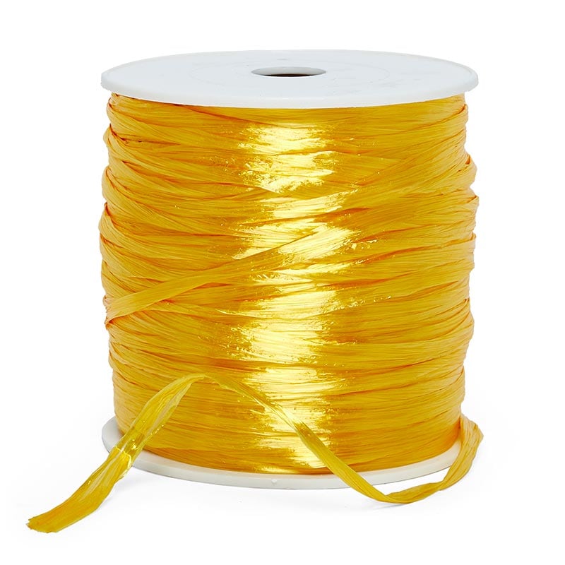 Colored Pearlized Raffia Ribbon 1/4 '' X 100 yd Daffodil Color 1 / roll