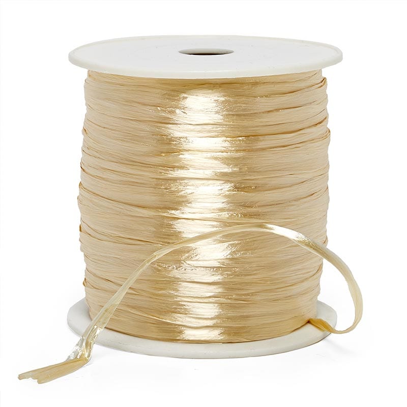 Colored Pearlized Raffia Ribbon 1/4 '' X 100 yd Champagne Color 1 / roll