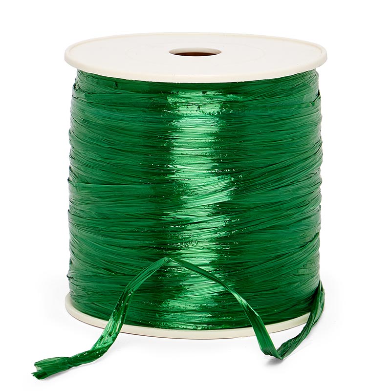 Colored Pearlized Raffia Ribbon 1/4 '' X 100 yd Kelly Color 1 / roll