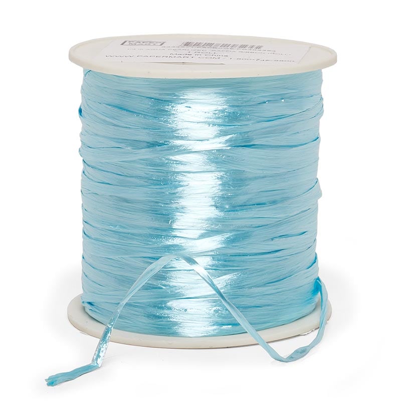 Colored Pearlized Raffia Ribbon 1/4 '' X 100 yd Aqua Color 1 / roll