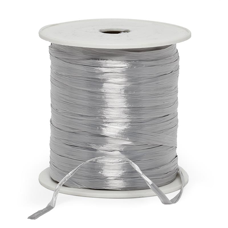 Colored Pearlized Raffia Ribbon 1/4 '' X 100 yd Silver Color 1 / roll