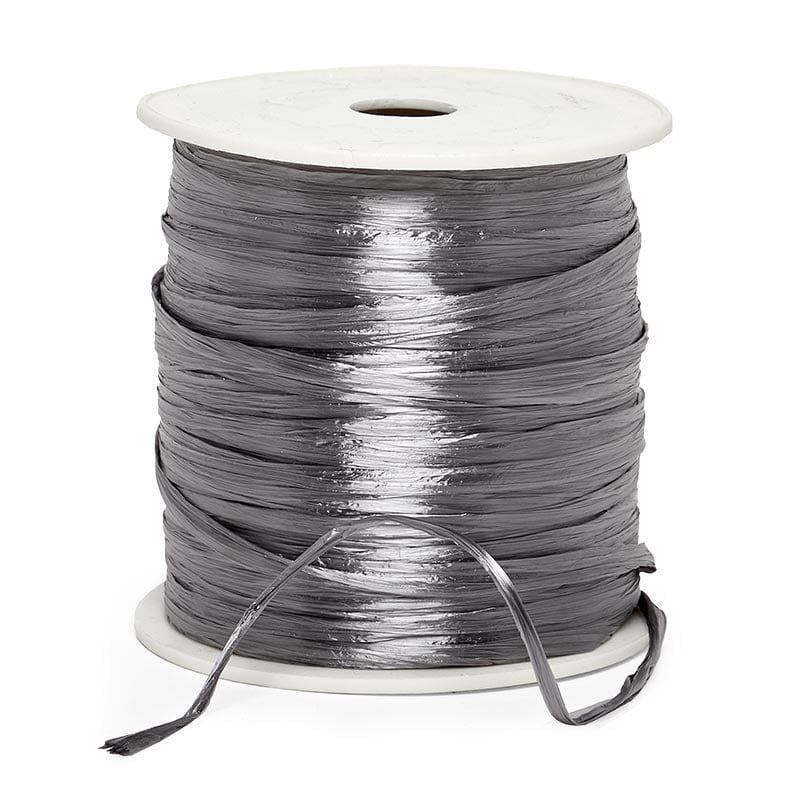 Colored Pearlized Raffia Ribbon 1/4 '' X 100 yd Pewter Color 1 / roll