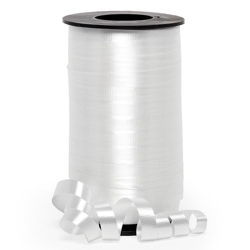Premium Crimped Curling Ribbon 3/8 '' X 250 yd White Color 1 / roll