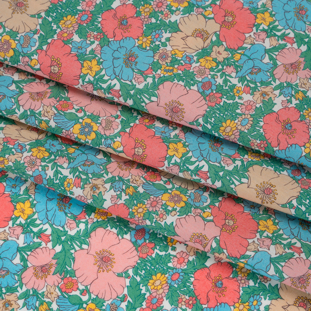 Liberty Fabrics Tana Lawn® - Meadow Song Green - Pink, Blue and Green Flower Field