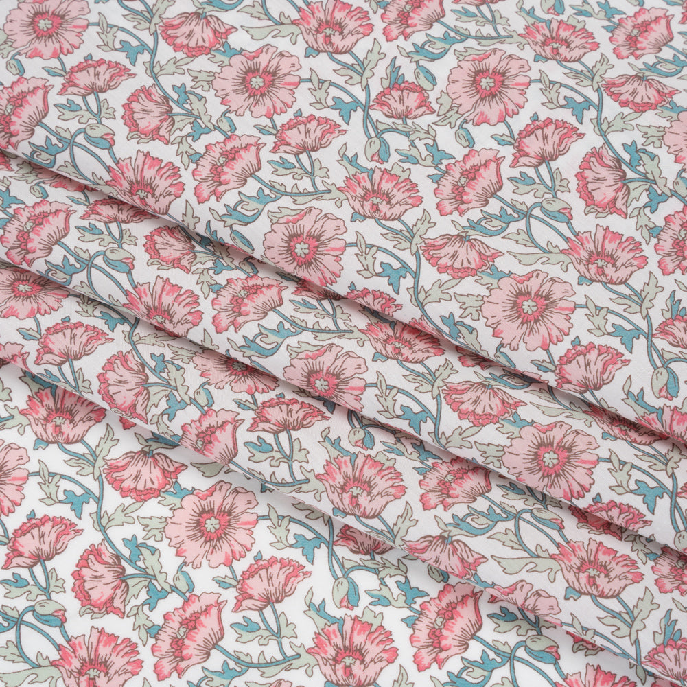 Liberty Fabrics Tana Lawn® - Astell Reece Pink - Baby Pink and Light Green Flower Vines