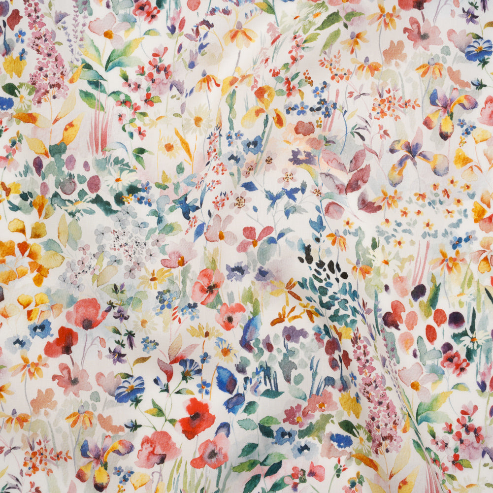 Liberty Fabrics Tana Lawn® - Felda Multi Bright - Red, Blue and Yellow Watercolor Flowers