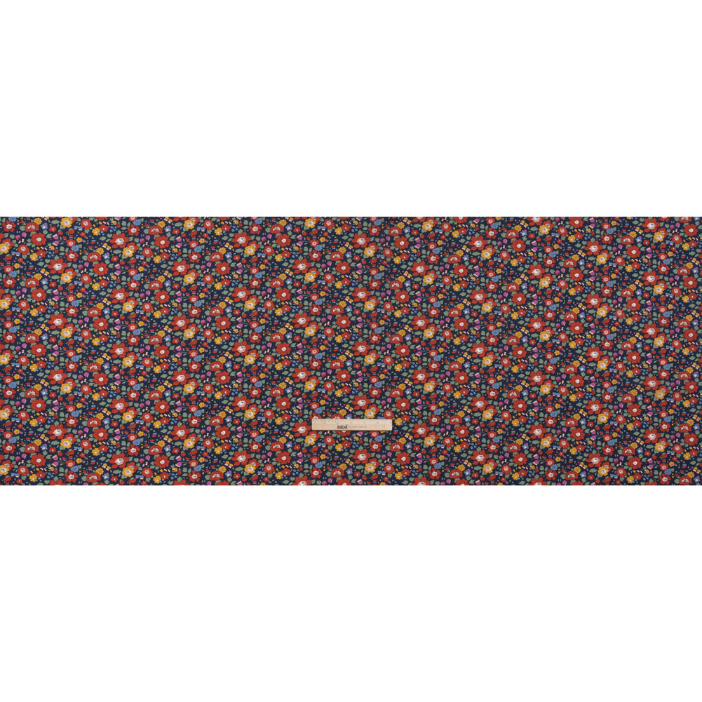 Liberty Fabrics Tana Lawn® - Betsy Meadow Multi Bright - Navy Blue, Red and Yellow Illustrated Floral