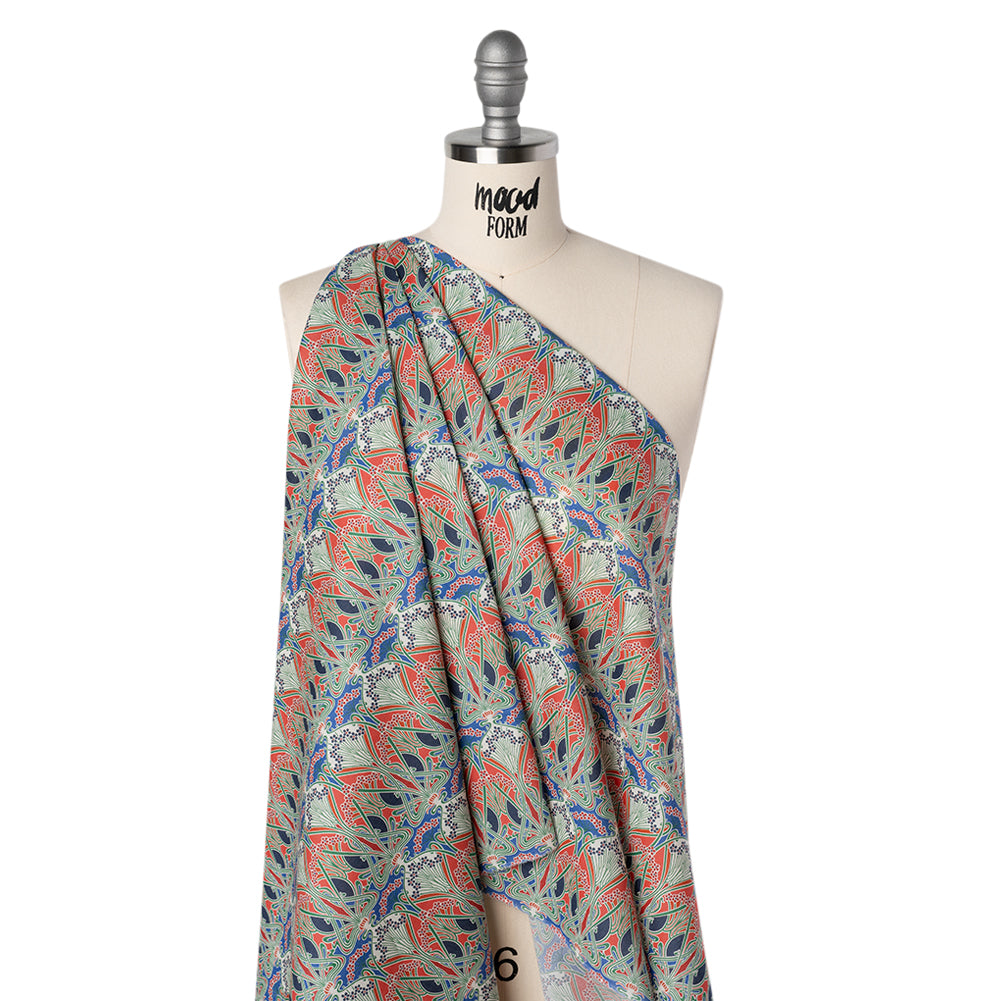 Liberty Fabrics Tana Lawn® - Ianthe Red - Red, Bright Blue and Pink Art Nouveau Floral Trees