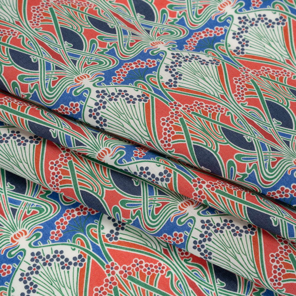 Liberty Fabrics Tana Lawn® - Ianthe Red - Red, Bright Blue and Pink Art Nouveau Floral Trees