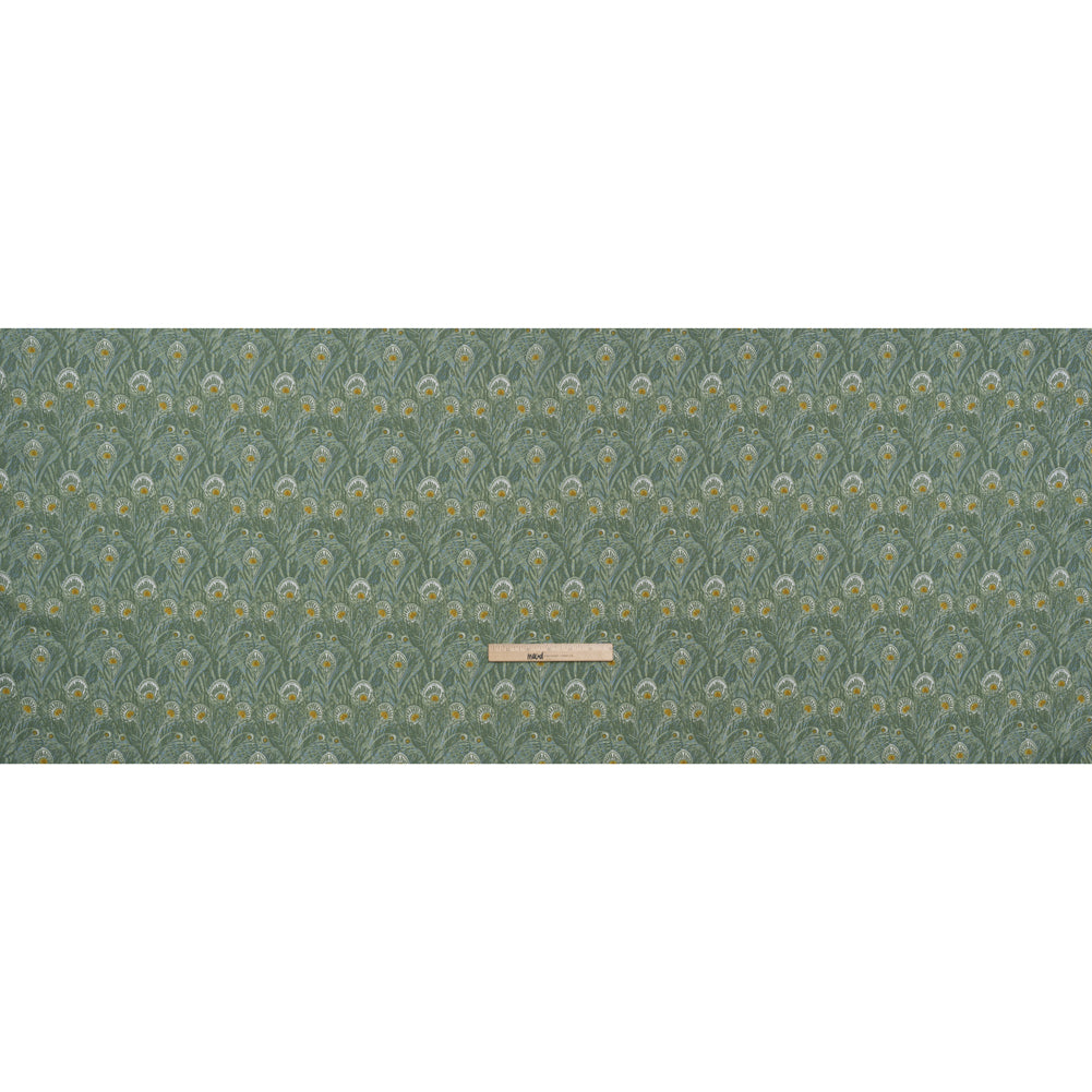 Liberty Fabrics Tana Lawn® - Queen Hera Green - Basil Green and Golden Yellow Field of Feathers