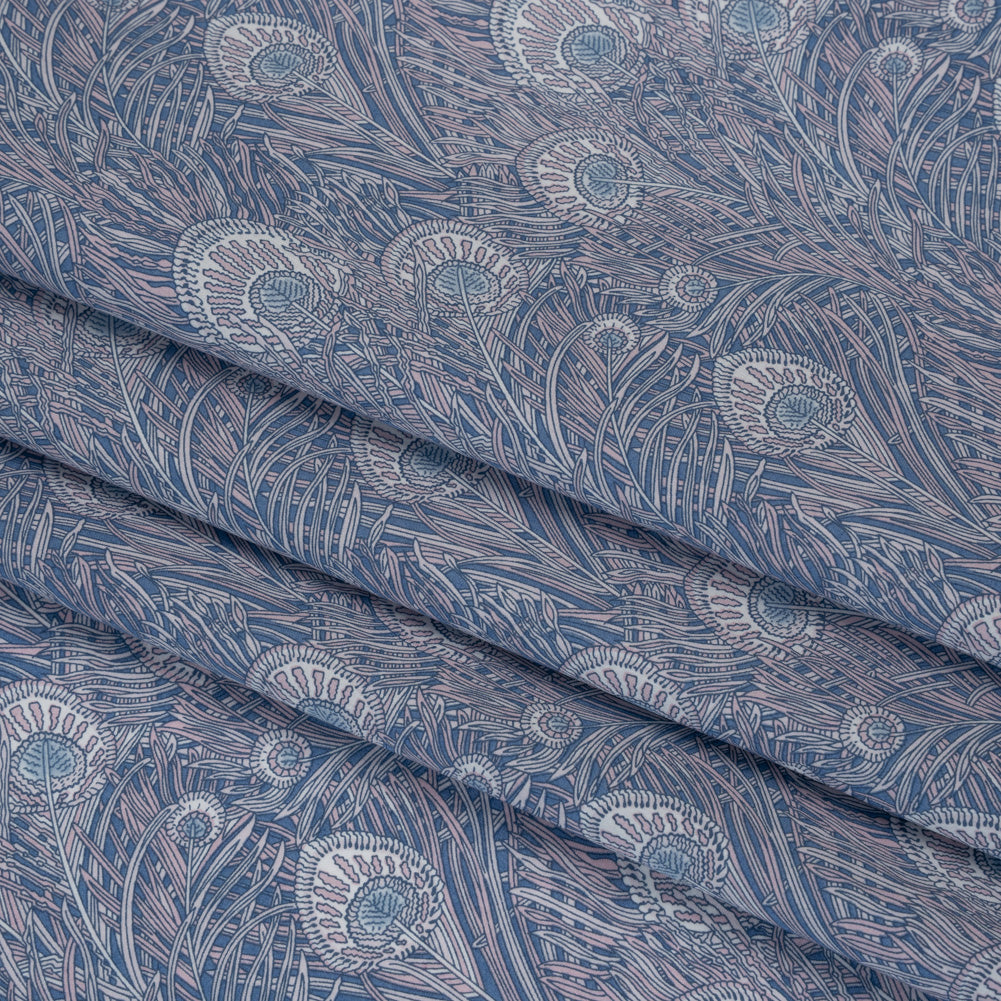 Liberty Fabrics Tana Lawn® - Queen Hera Multi Neutral - Gray and Blue Field of Feathers