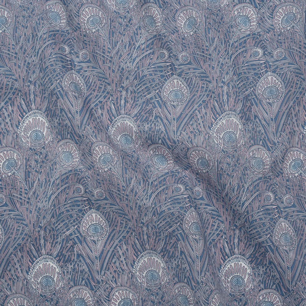 Liberty Fabrics Tana Lawn® - Queen Hera Multi Neutral - Gray and Blue Field of Feathers