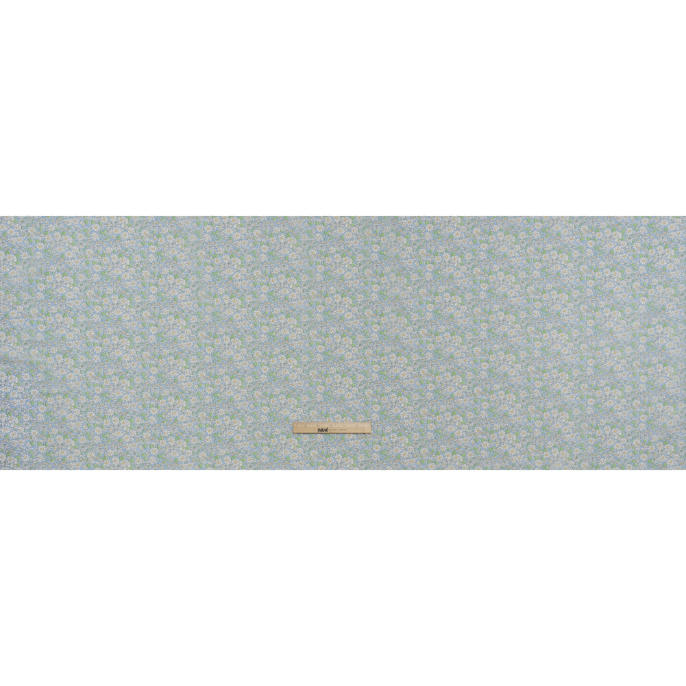 Liberty Fabrics Tana Lawn® - Alice W Blue - Baby Blue, Green and White Daisy Flowers