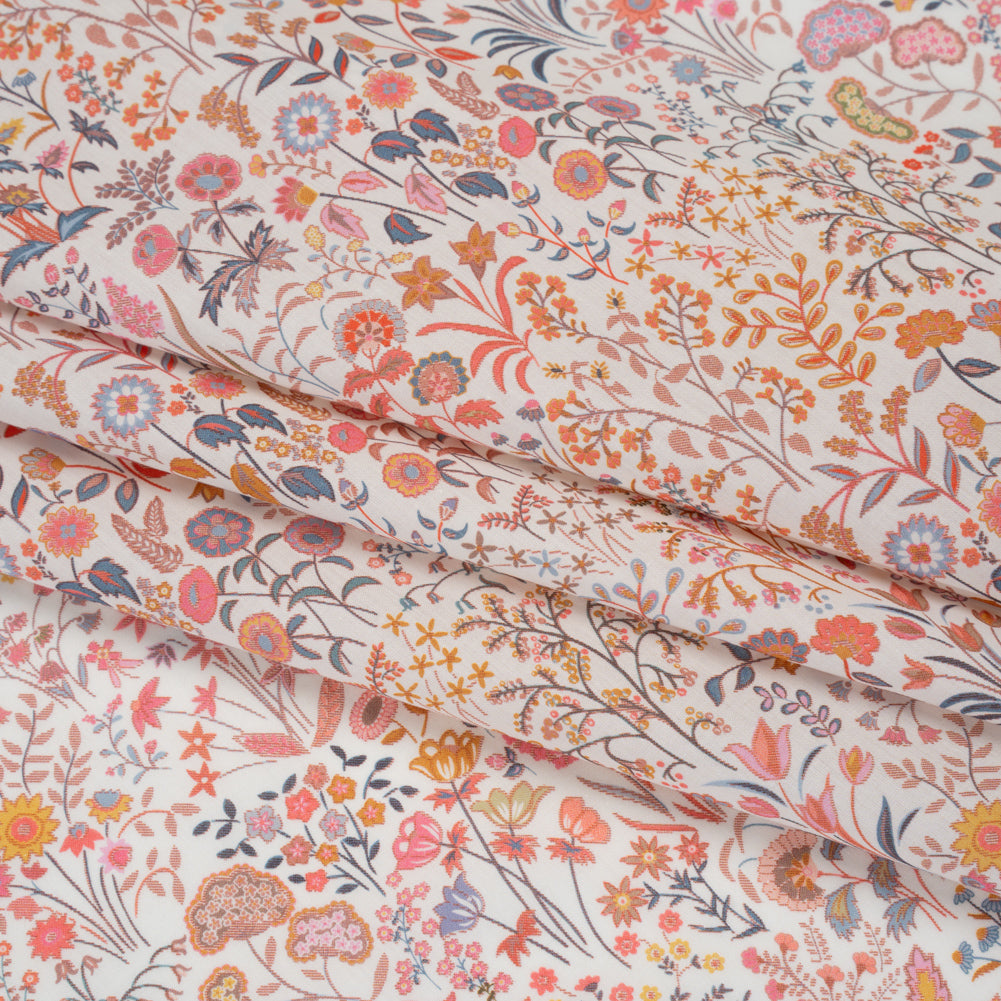 Liberty Fabrics Tana Lawn® - Shepherdly Song Pink - Pink, Peachy Orange and Blue-Gray Wildflowers