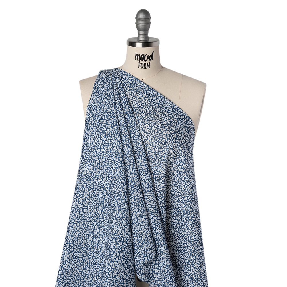 Liberty Fabrics Tana Lawn® - Feather Meadow Blue - Classic Blue and White Flowers and Leaves