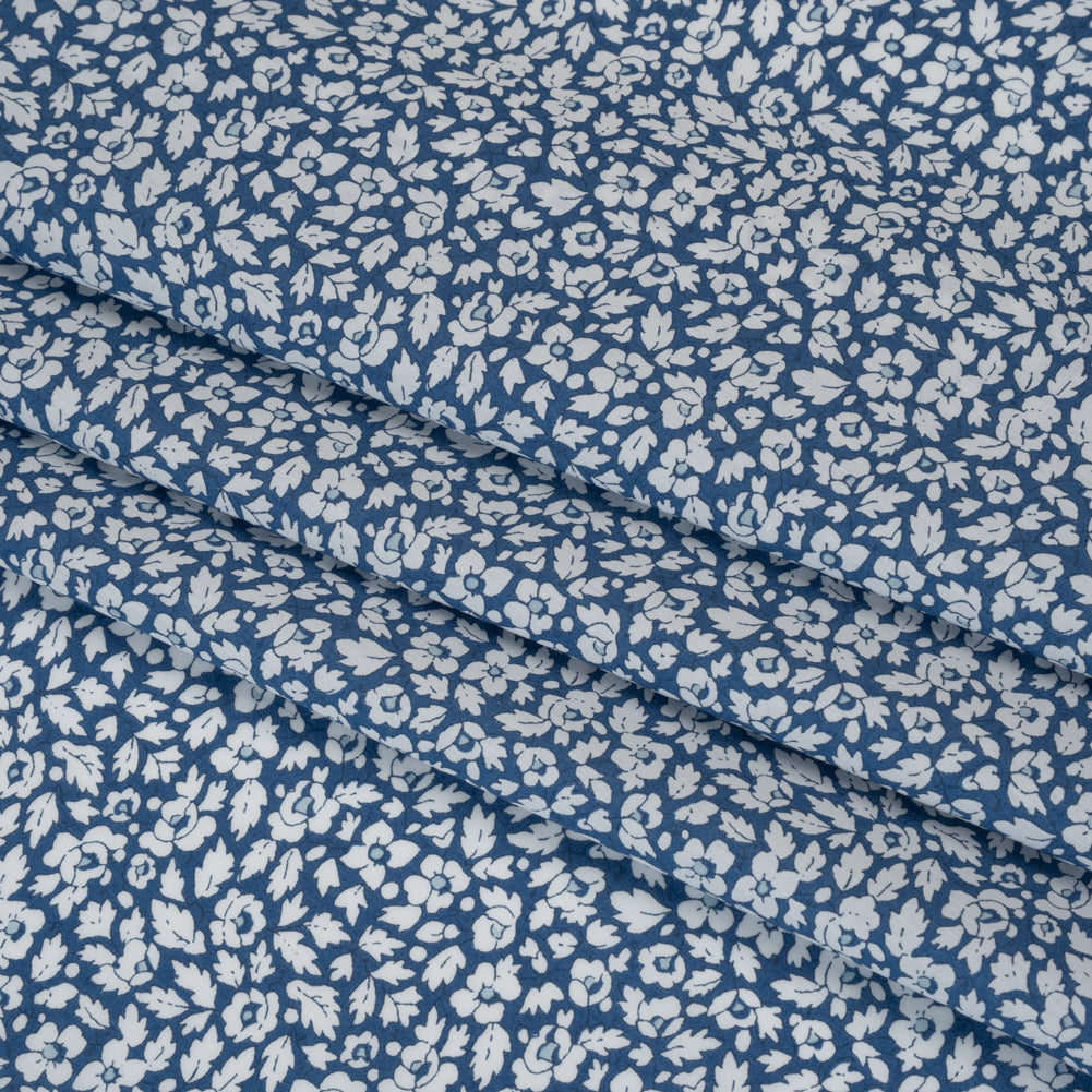 Liberty Fabrics Tana Lawn® - Feather Meadow Blue - Classic Blue and White Flowers and Leaves