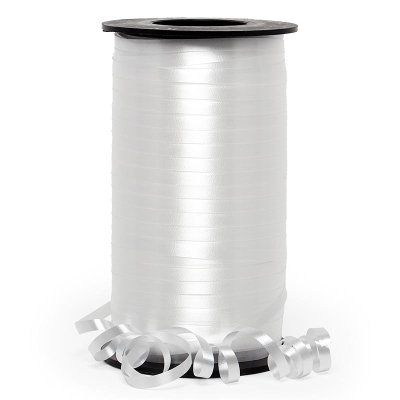 3/16" Satin Smooth Curling Ribbon 500 yd White Color 1 / roll