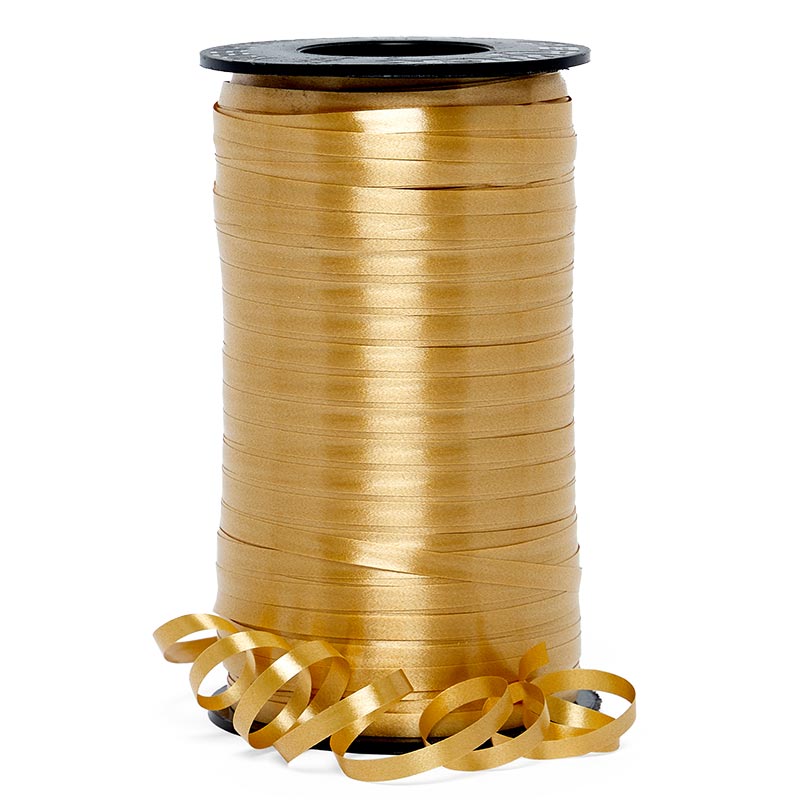 3/16" Satin Smooth Curling Ribbon 500 yd Flat Gold Color 1 / roll