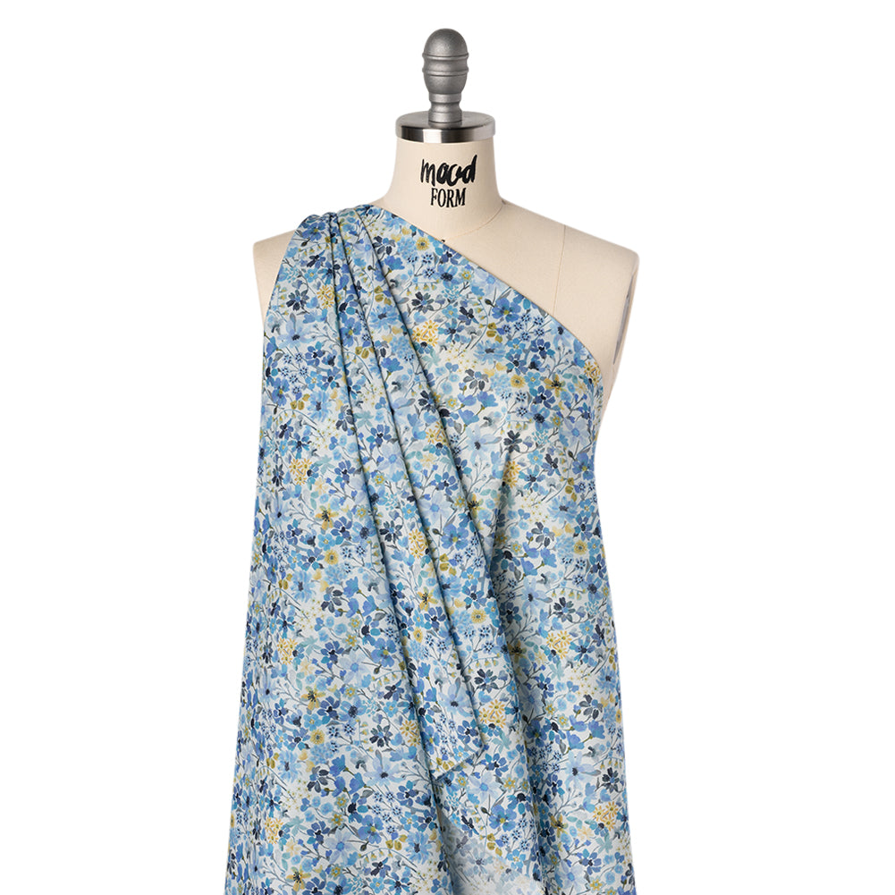 Liberty Fabrics Tana Lawn® - Dreams of Summer Blue - Light Blue and Pale Yellow Watercolor Floral