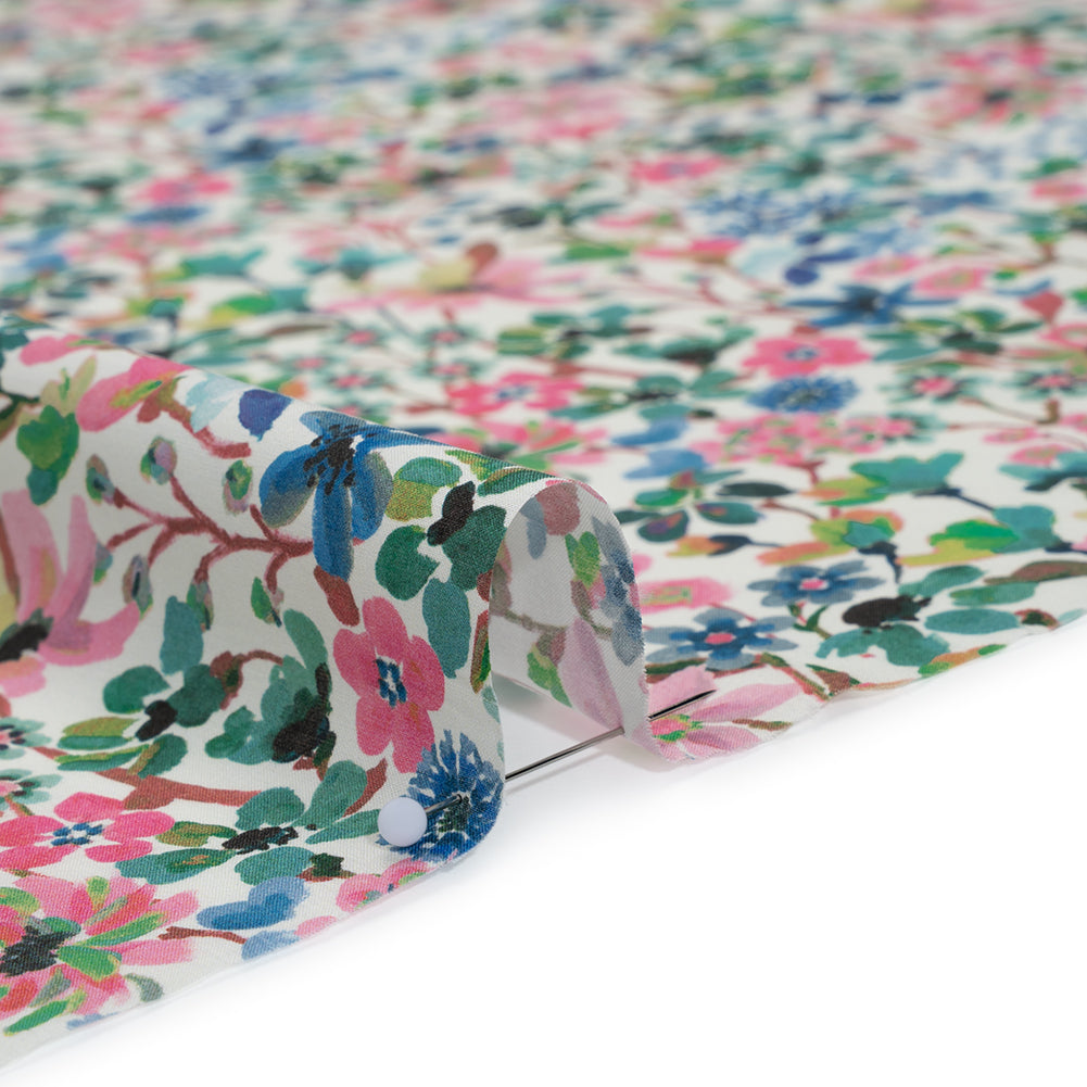 Liberty Fabrics Tana Lawn® - Dreams of Summer Green - Pink, Green and Blue Watercolor Floral