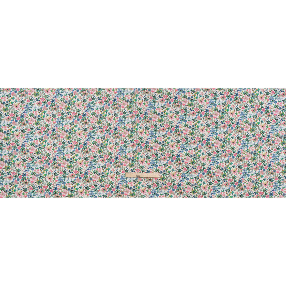Liberty Fabrics Tana Lawn® - Dreams of Summer Green - Pink, Green and Blue Watercolor Floral