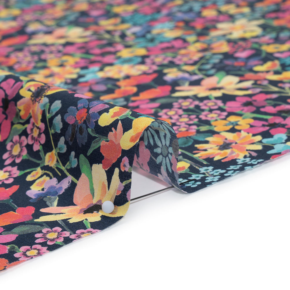 Liberty Fabrics Tana Lawn® - Dreams of Summer Dark Blue - Navy, Pink and Yellow Watercolor Floral