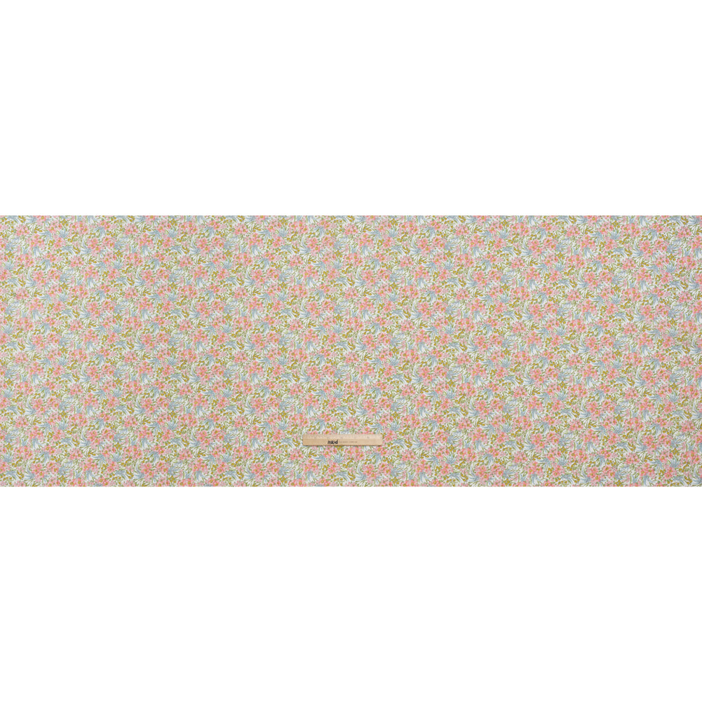 Liberty Fabrics Tana Lawn® - Swirling Petals Light Pink - Baby Pink, Blue and Yellow Green Floral