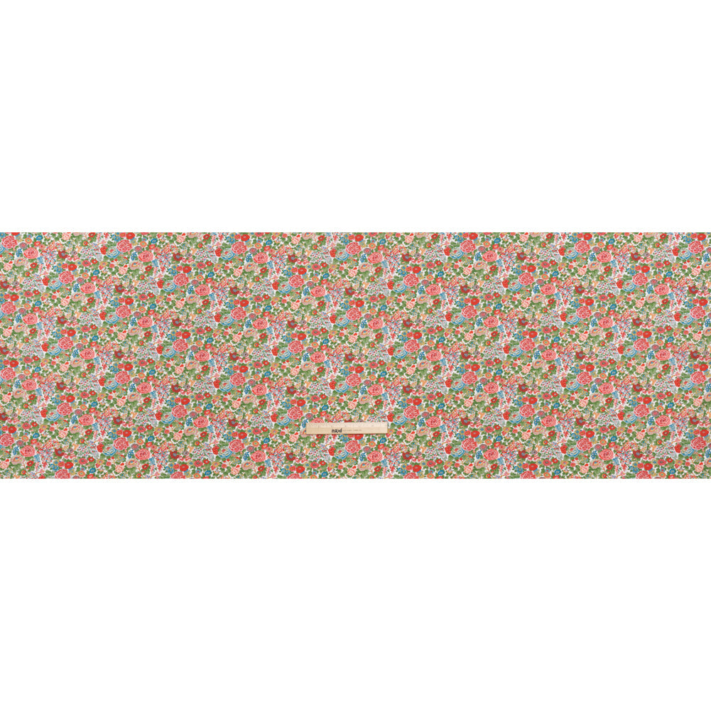 Liberty Fabrics Tana Lawn® - Elysian Day Red - Red, Blue and Green Rosy Blooms