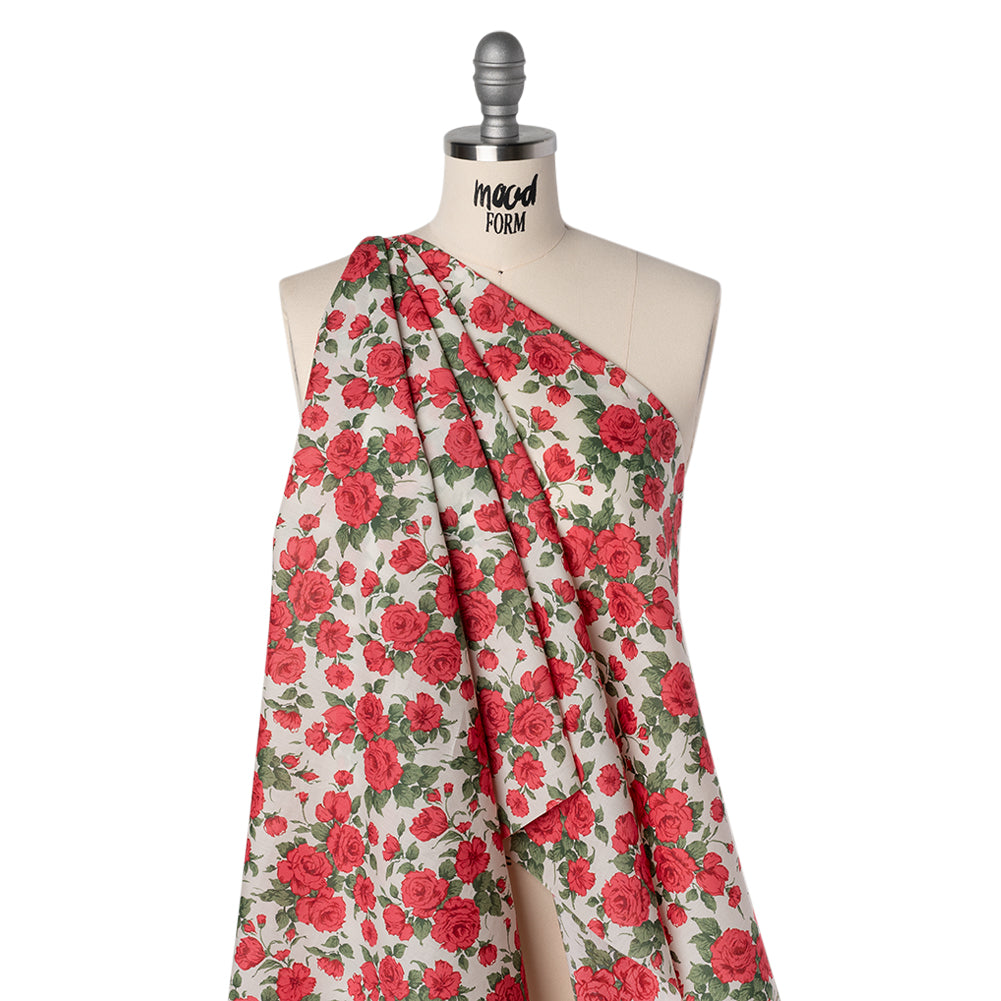 Liberty Fabrics Tana Lawn® - Carline Rose Red - Red, Green and White Rose Bouquets