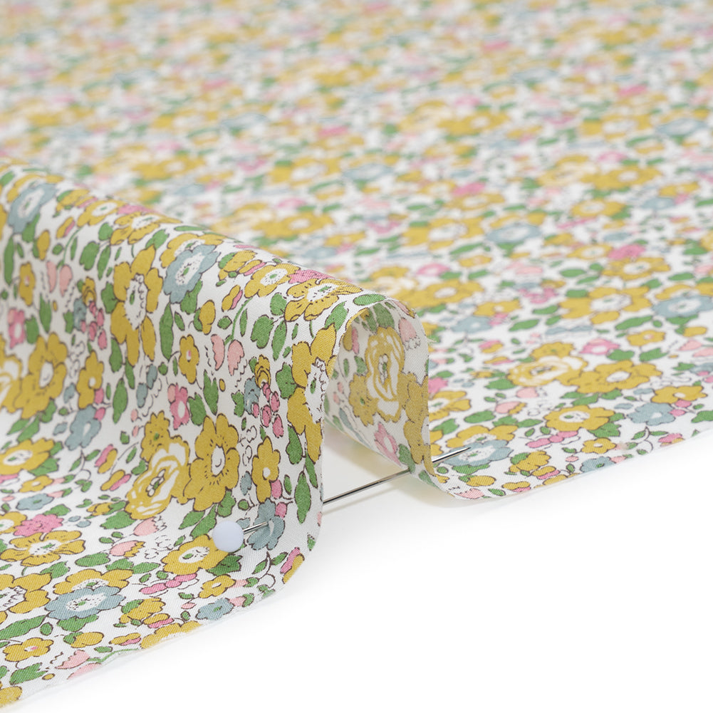 Liberty Fabrics Tana Lawn® - Betsy Ann Yellow - Light Yellow, Pink and Green Floral