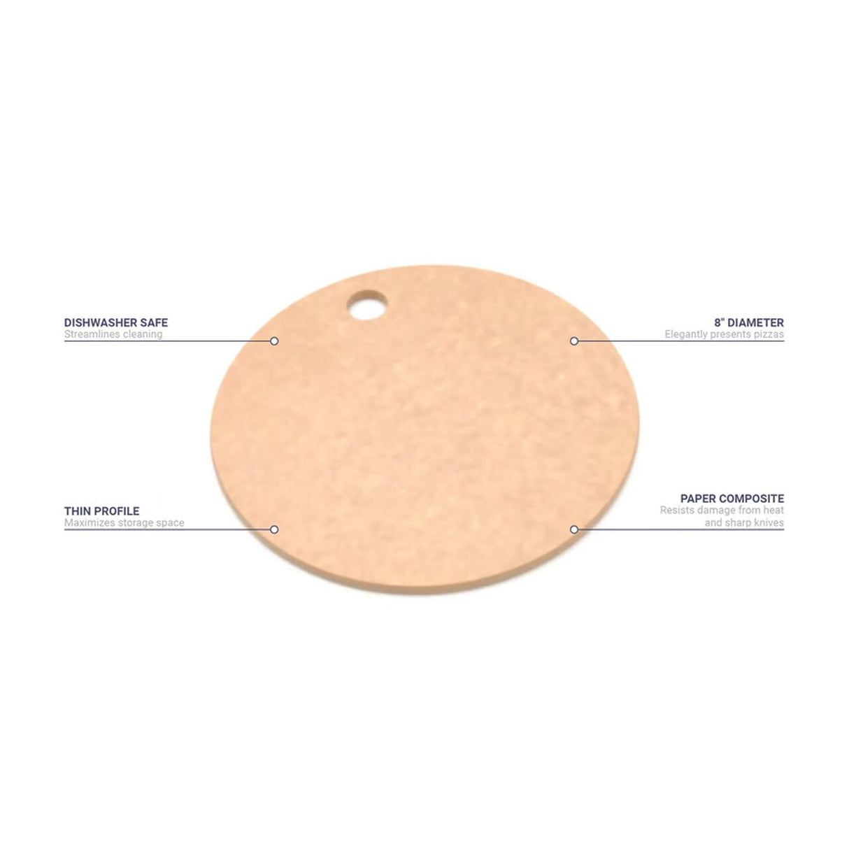 8" Round Pizza Board Paper Composite Natural