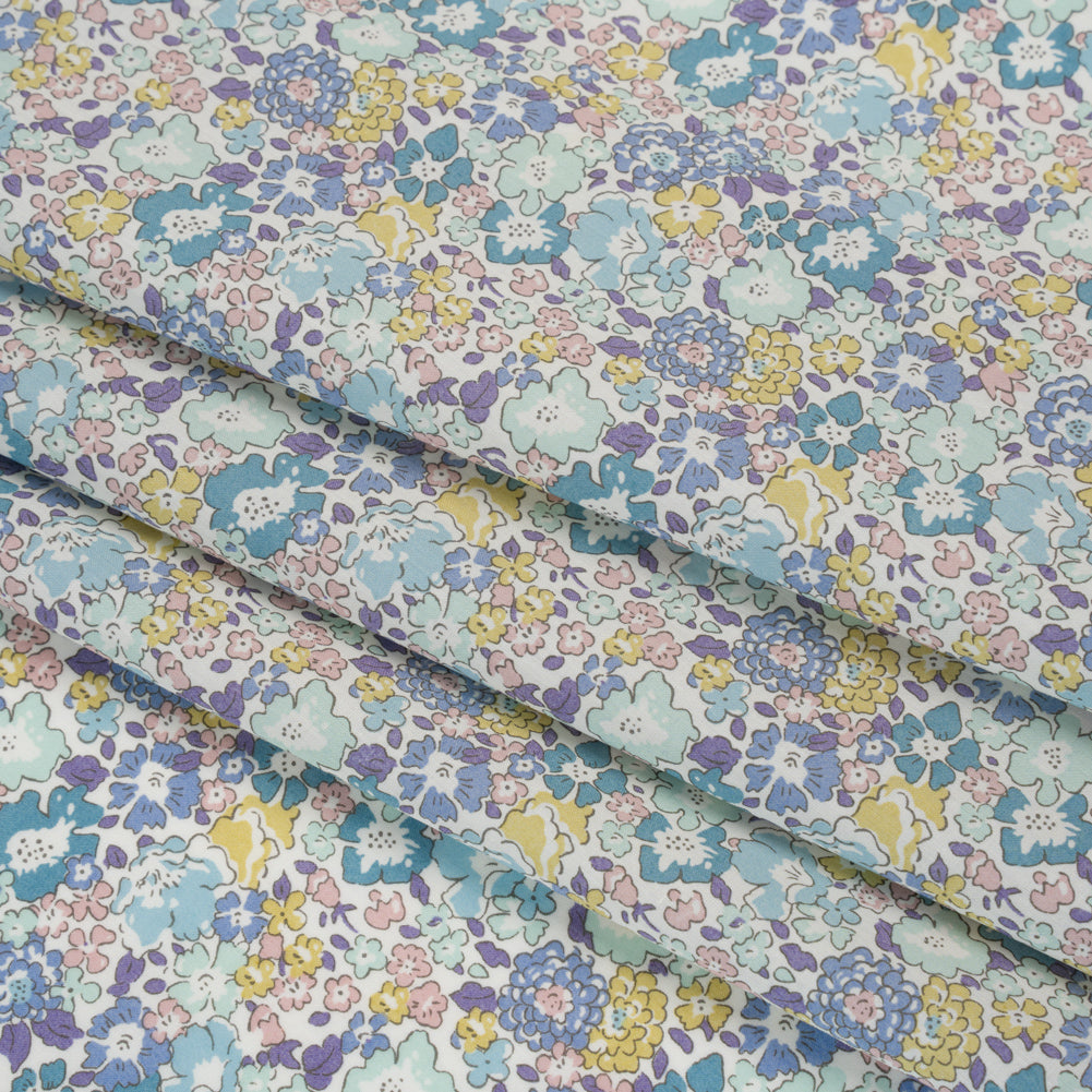 Liberty Fabrics Tana Lawn® - Michelle Turquoise Blue - Turquoise, Light Purple and Sunny Yellow Floral