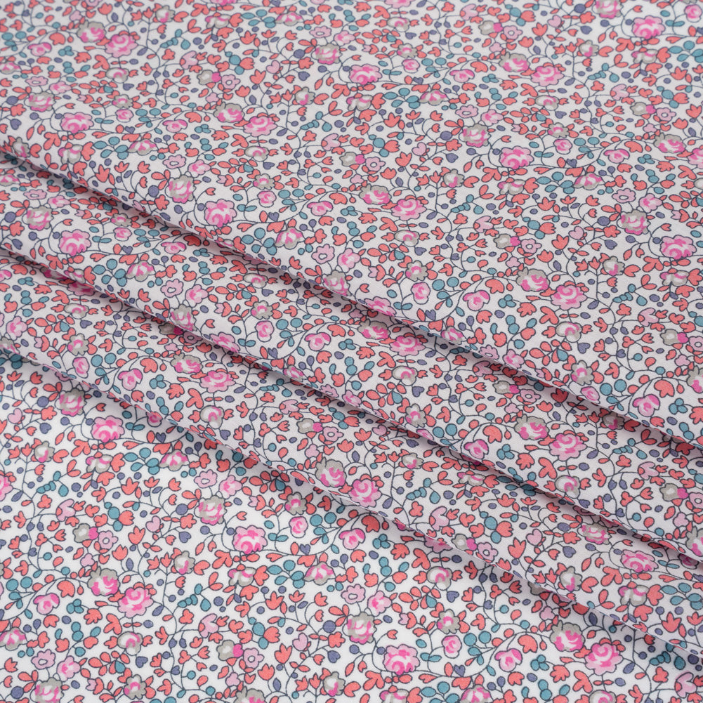Liberty Fabrics Tana Lawn® - Michelle Eloise Bright Pink - Pink, Coral and Turquoise Little Floral Vines