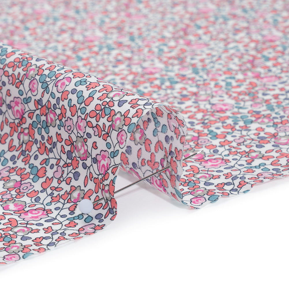 Liberty Fabrics Tana Lawn® - Michelle Eloise Bright Pink - Pink, Coral and Turquoise Little Floral Vines