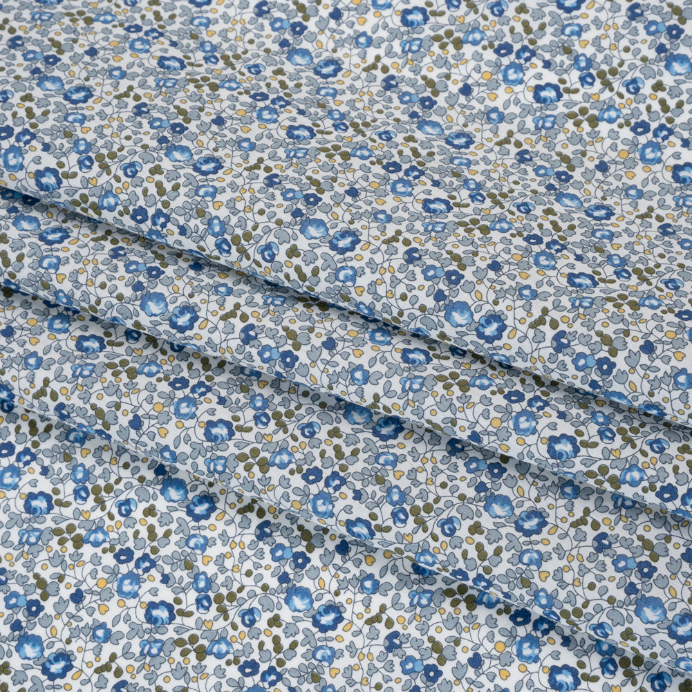 Liberty Fabrics Tana Lawn® - Michelle Eloise Blue - Blue and Olive Green Little Floral Vines