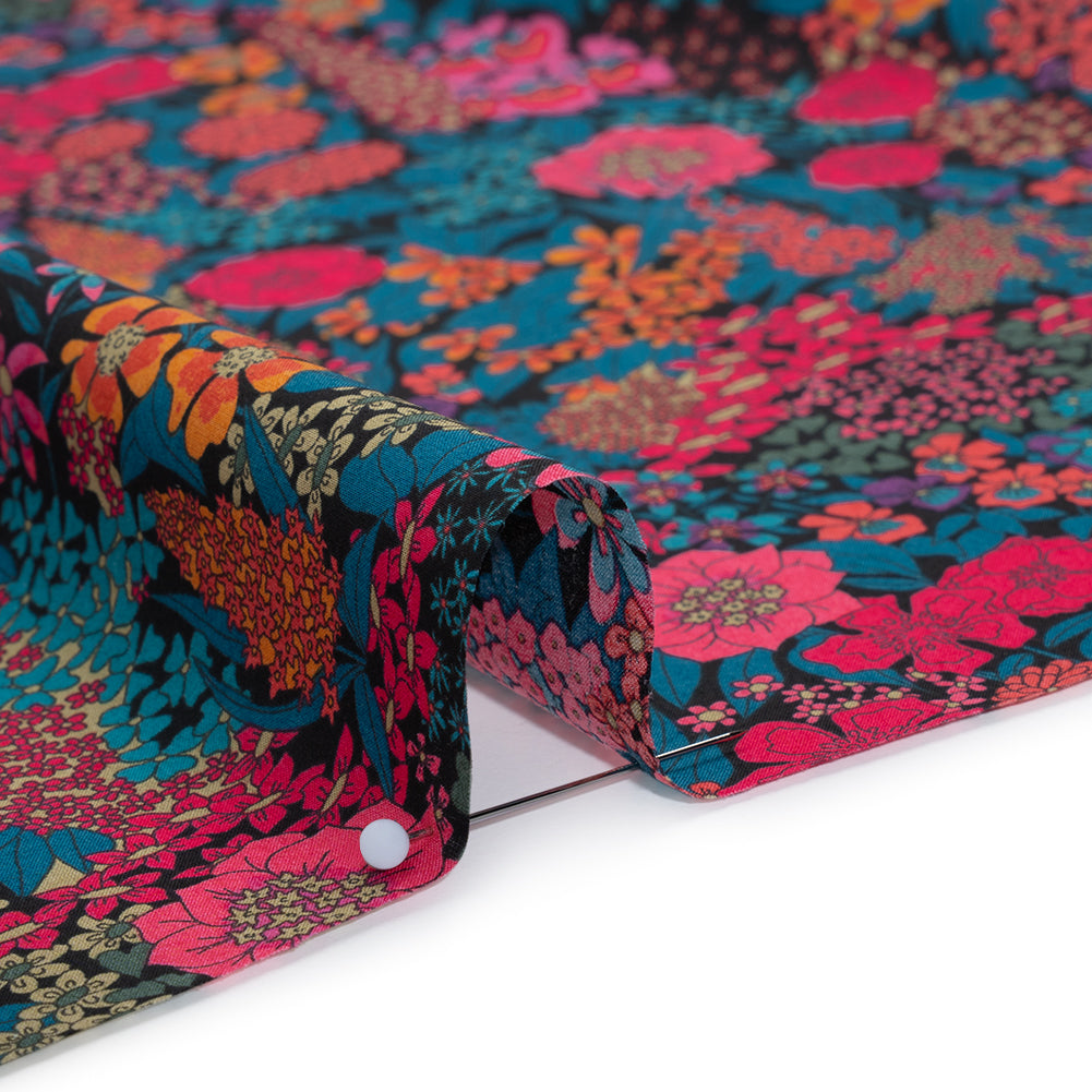 Liberty Fabrics Tana Lawn® - Ciara Pink - Deep Blue, Pink and Orange Flower Garden