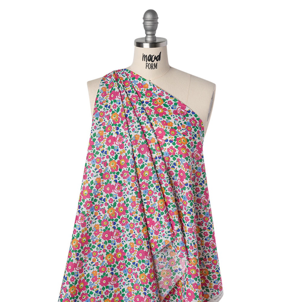 Liberty Fabrics Tana Lawn® - Betsy Pink - Bright Pink, Blue and Kelly Green Floral