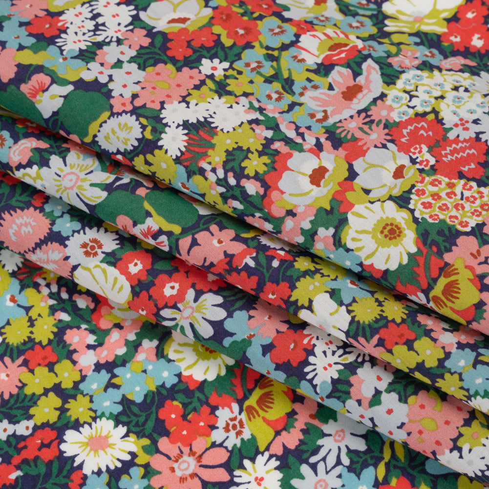 Liberty Fabrics Tana Lawn® - Thorpe Multi Bright - Hot Pink, Yellow and Deep Green Dense Floral