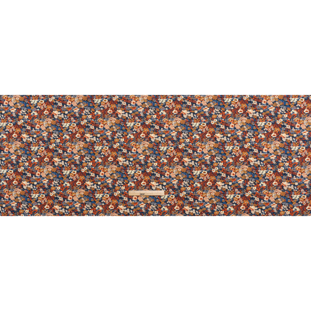 Liberty Fabrics Tana Lawn® - Thorpe Red Burgundy - Dark Red, Orange and Blue Dense Floral