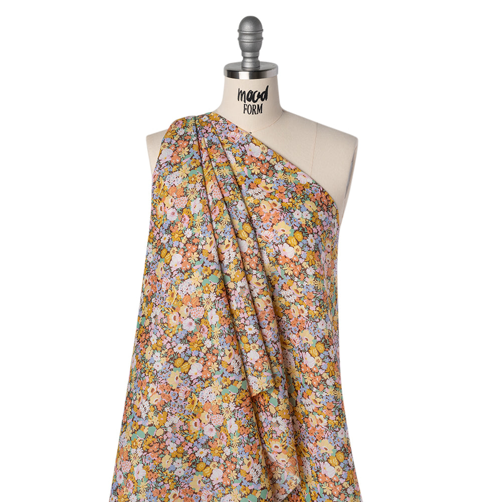 Liberty Fabrics Tana Lawn® - Thorpe Multi Pastel - Banana Yellow, Pink and Light Green Dense Floral