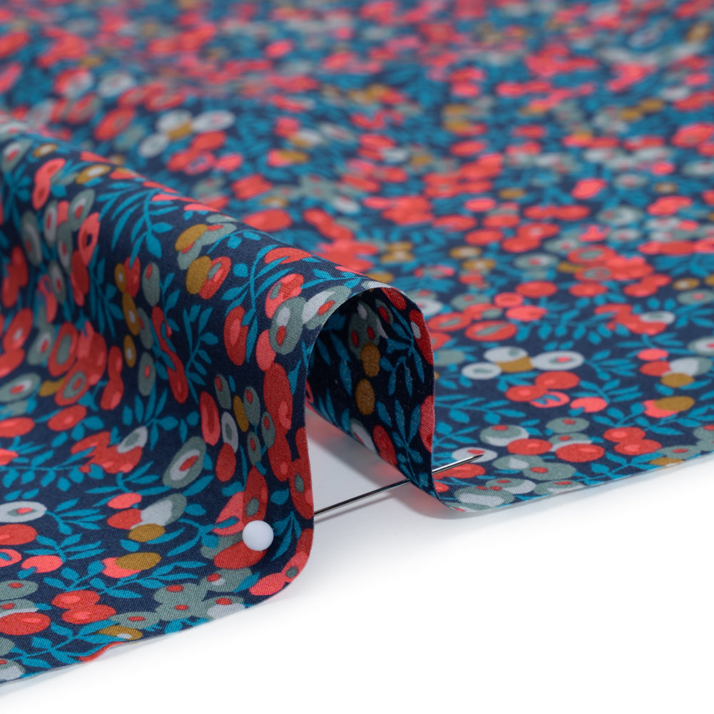 Liberty Fabrics Tana Lawn® - Wiltshire Dark Blue - Navy, Red and Blue Leaves and Berries