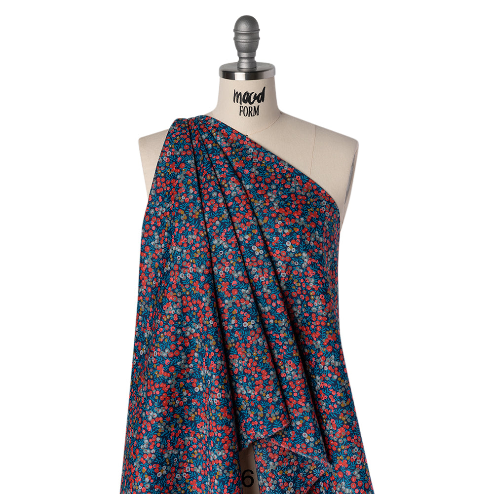 Liberty Fabrics Tana Lawn® - Wiltshire Dark Blue - Navy, Red and Blue Leaves and Berries