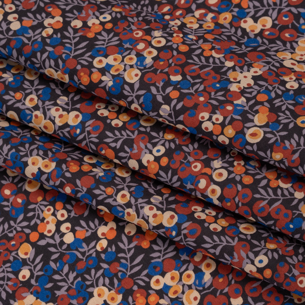 Liberty Fabrics Tana Lawn® - Wiltshire Rust - Rust Red, Orange and Blue Leaves and Berries