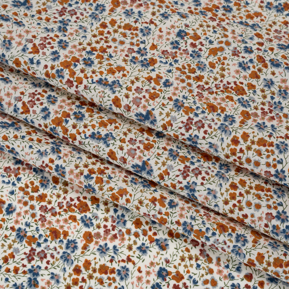 Liberty Fabrics Tana Lawn® - Phoebe Brown - Golden Brown, Russet and Blue Little Flowers