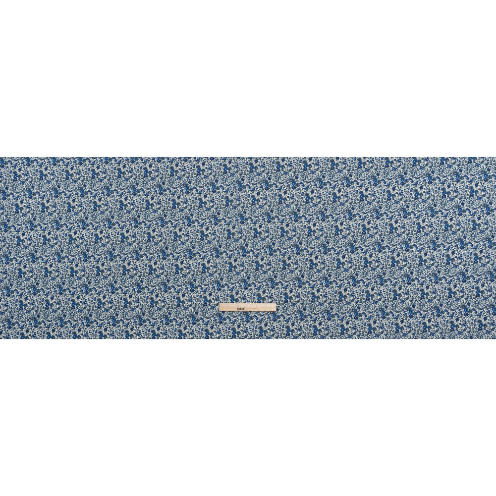 Liberty Fabrics Tana Lawn® - Emma and Georgina Dark Blue - Bright Blue, Blue-Gray and White Floral