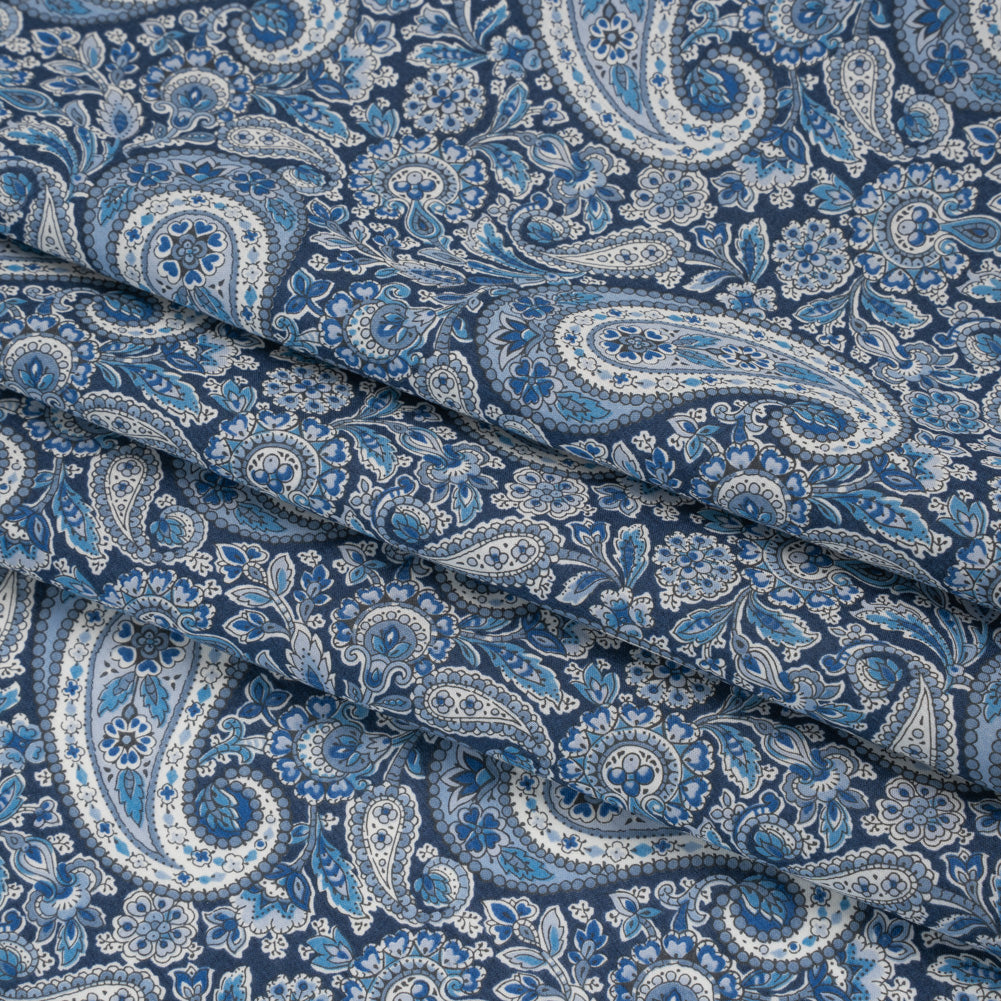 Liberty Fabrics Tana Lawn® - Lee Manor Dark Blue - Blue and White Paisley